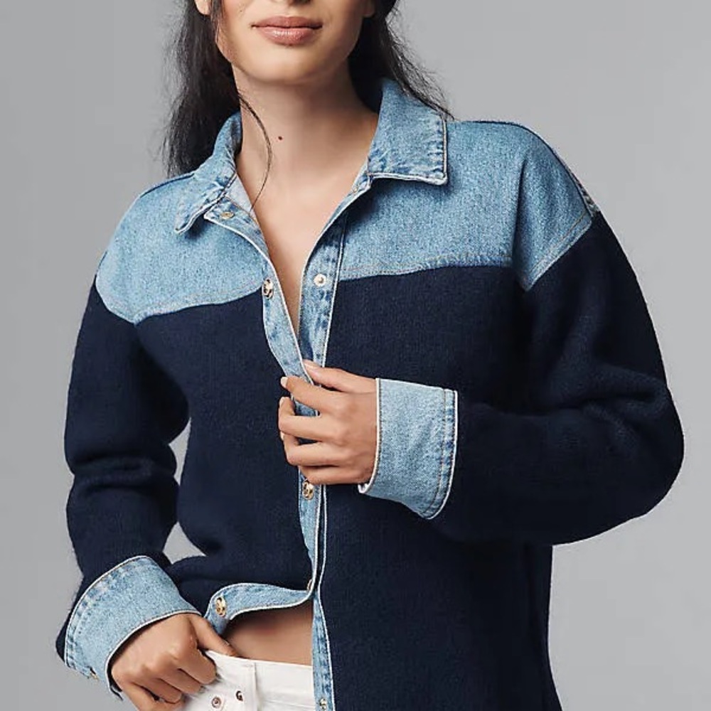 Anthropologie Mixed Media Denim Jacket